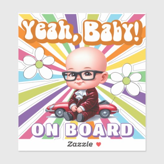 Ja Baby aan boord Retro en plezier Sticker (Vel)