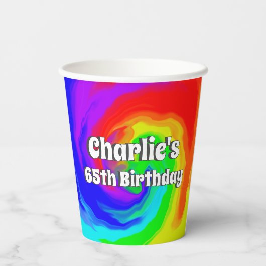 Ja, Baby! Laten we Boogie Vibrant Swirl verjaardag Papieren Bekers (Achterkant)