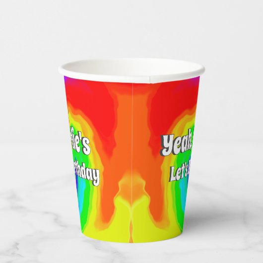 Ja, Baby! Laten we Boogie Vibrant Swirl verjaardag Papieren Bekers (Rechts)