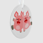 JA! Cartoon Varkens Acrylhoudend Ornament (voorkant)