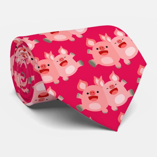 JA! Cartoon Varkens Stropdas (Opgerold)