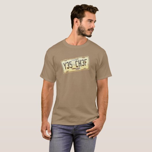 Ja Chef Rusted Car Licence Number Bord T-shirt (Voorkant volledig)
