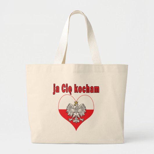 ja Cie kocham Eagle Heart Grote Tote Bag (Voorkant)