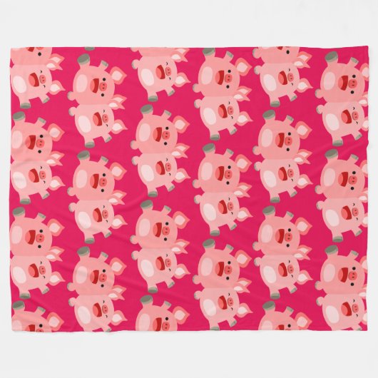 JA! Cute Cartoon Pigs Fleece Blanket (Voorkant (Horizontaal))