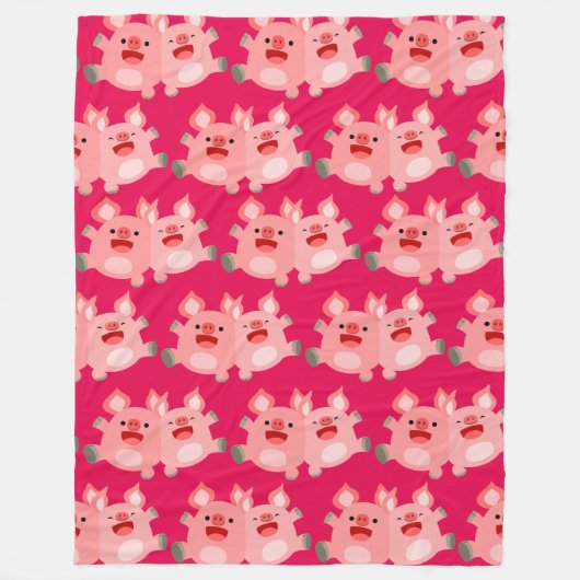 JA! Cute Cartoon Pigs Fleece Blanket Deken (Voorkant)