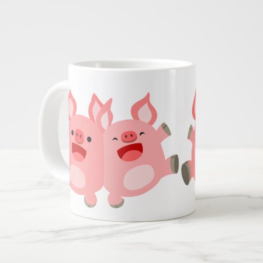 JA! Cute Cartoon Pigs Jumbo Mok (Voorkant links)