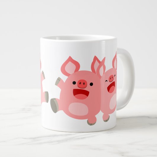 JA! Cute Cartoon Pigs Jumbo Mok (Voorkant rechts)