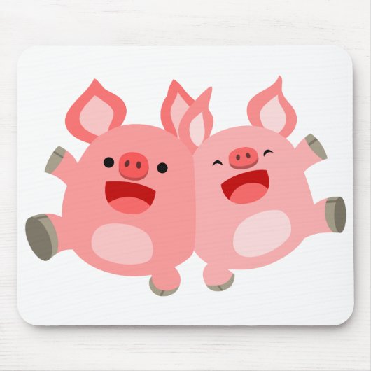 JA! Cute Cartoon Pigs Mousepad Muismat (Voorkant)