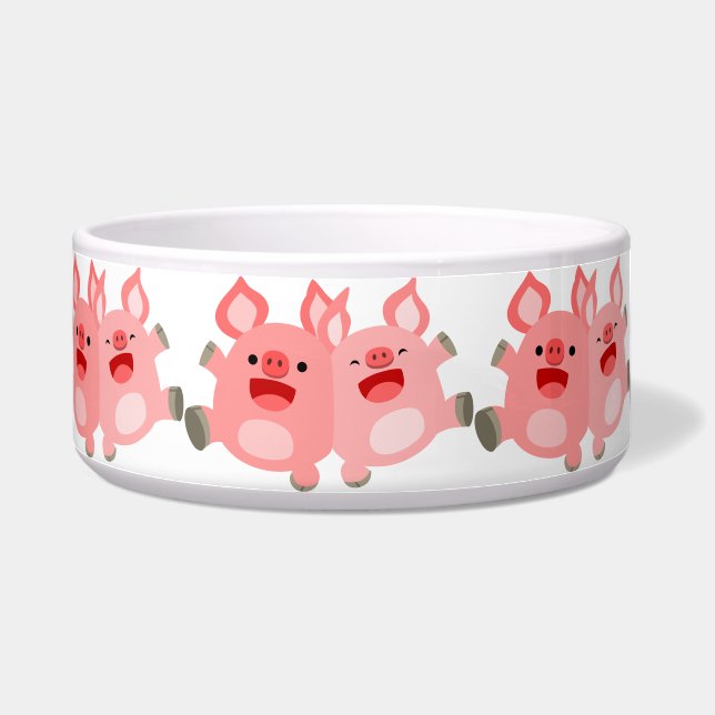 JA! Cute Cartoon Pigs Pet Bowl Voerbakje (Links)