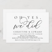 Ja, dat deden we, bruiloft Elopement Kaart (Voorkant / Achterkant)