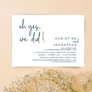 Ja, dat deden we, bruiloft, marineblauw kaart