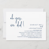 Ja, dat deden we, bruiloft, marineblauw kaart (Voorkant)