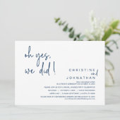 Ja, dat deden we, bruiloft, marineblauw kaart (Staand voorkant)