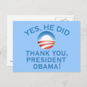 JA, DAT DEED HIJ! Dank u President Obama! Briefkaart (Voorkant / Achterkant)