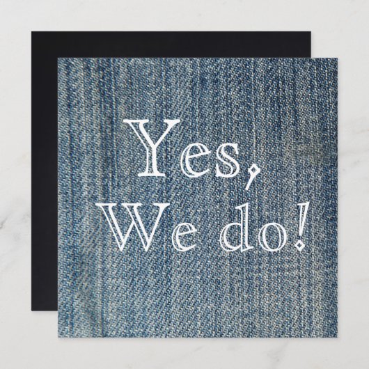 Ja, dat doen we. Blue Jeans Wedding Uitnodiging (Voorkant / Achterkant)