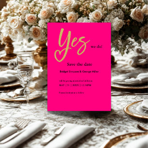 Ja, dat doen we! Roze gouden trouw save the date Folie Uitnodiging