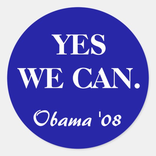 JA, DAT KUNNEN WE., Obama '08 Ronde Sticker (Voorkant)
