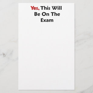 Ja, dit zal op het examen staan briefpapier