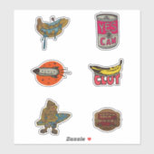 Ja Eye Can Banana Rocket Monkey London Bus Pack Sticker (Vel)