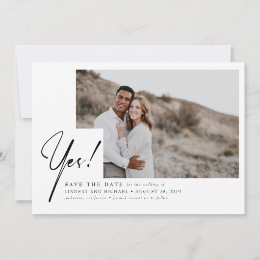 Ja - Grappig en modern Bewaar de datumfoto Save The Date (Voorkant)