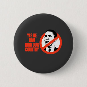 JA HIJ KAN ONS LAND/ANTI-OBAMA T-SHIRT RUIMEN RONDE BUTTON 5,7 CM