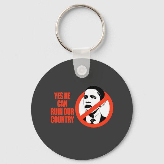 JA HIJ KAN ONS LAND/ANTI-OBAMA T-SHIRT RUIMEN SLEUTELHANGER (Voorkant)