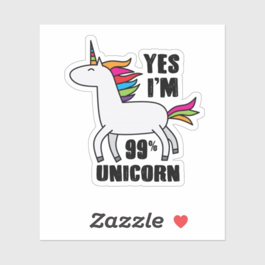 Ja, ik ben 99% Unicorn Sticker (Vel)