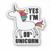 Ja, ik ben 99% Unicorn Sticker (Voorkant)