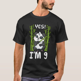 Ja ik ben 9 panda thema bday py viering t-shirt