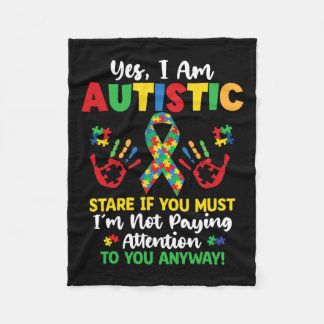 Ja, ik ben autistisch Autisme bewustzijn Jongens M Fleece Deken