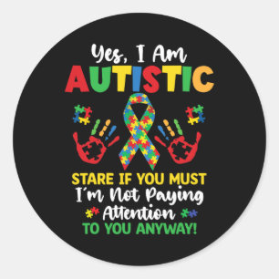 Ja Ik ben Autistisch Bewustzijn Kinder jongens Mei Ronde Sticker