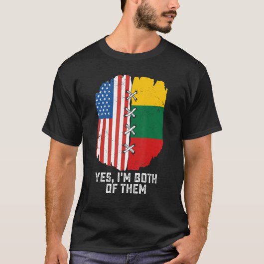 Ja, ik ben beiden half Amerikaans half Litouws T-shirt (Voorkant)
