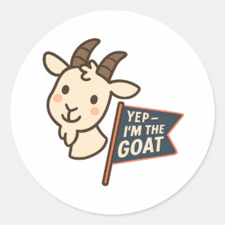 Ja, ik ben de GOAT Schattig Grappig Geit Kop Ontwe Ronde Sticker