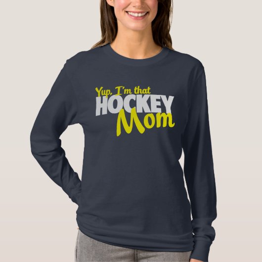 Ja, ik ben die hockeymoeder t-shirt (Voorkant)