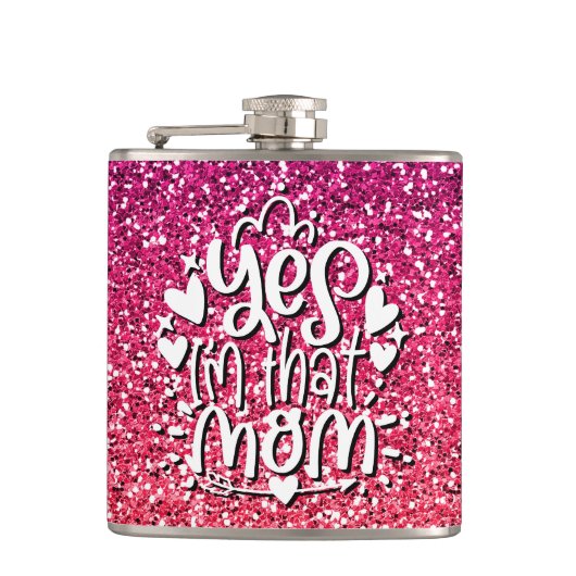 JA, IK BEN DIE MOM GLITTER CUSTOM TYPOGRAPHY HEUPFLES (Voorkant)
