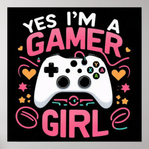 Ja ik ben een gamer meisje: Roze & Witte Controlle Poster