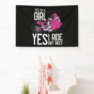Ja ik ben een meisje Ja ik rijd op een crossmotor Spandoek