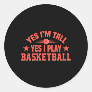 Ja ik ben lang Ja ik speel basketbal Ronde Sticker
