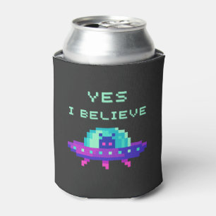 Ja ik geloof Alien Flying UFO Ruimteschip Pixel Ar Blikjeskoeler