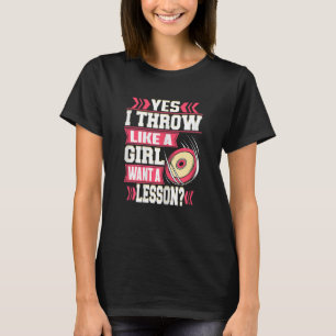 Ja, ik gooi als een meisje track en veld discussie t-shirt