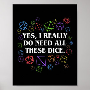Ja, ik heb echt al deze dobbelstenen tafelblad nod poster