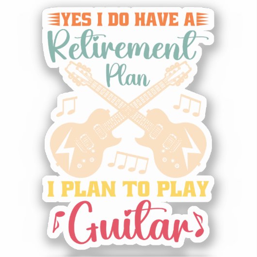 Ja, ik heb wel een pensioenplan Funny Gitaar Liefh Sticker (Voorkant)