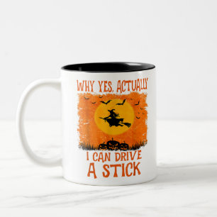 Ja, ik kan een Pet met een stek-halloween-witch en Tweekleurige Koffiemok