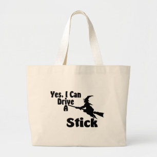Ja, ik kan een stick besturen grote tote bag