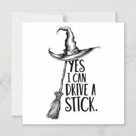 "Ja, ik kan een stok besturen" heksenpun Magnetische Uitnodiging