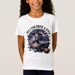 Ja, ik kan een stok heks Halloween rijden T-shirt