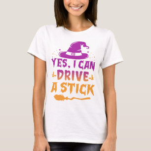 Ja, ik kan een stok Vrouwen Halloween kleur O rijd T-shirt