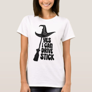 Ja, ik kan een stok Vrouwen Halloween kleur O rijd T-shirt