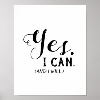 Ja ik kan en ik zal Christelijke kunst Motivatie m Poster