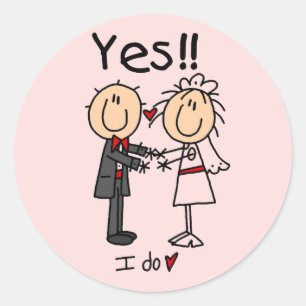 JA, ik maak Bride en Groom T-shirts en Gifts Ronde Sticker